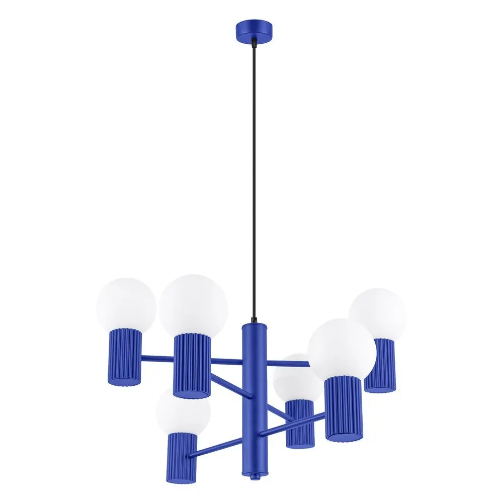 Lustră albastră cu abajur din sticlă Orbital – Sollux