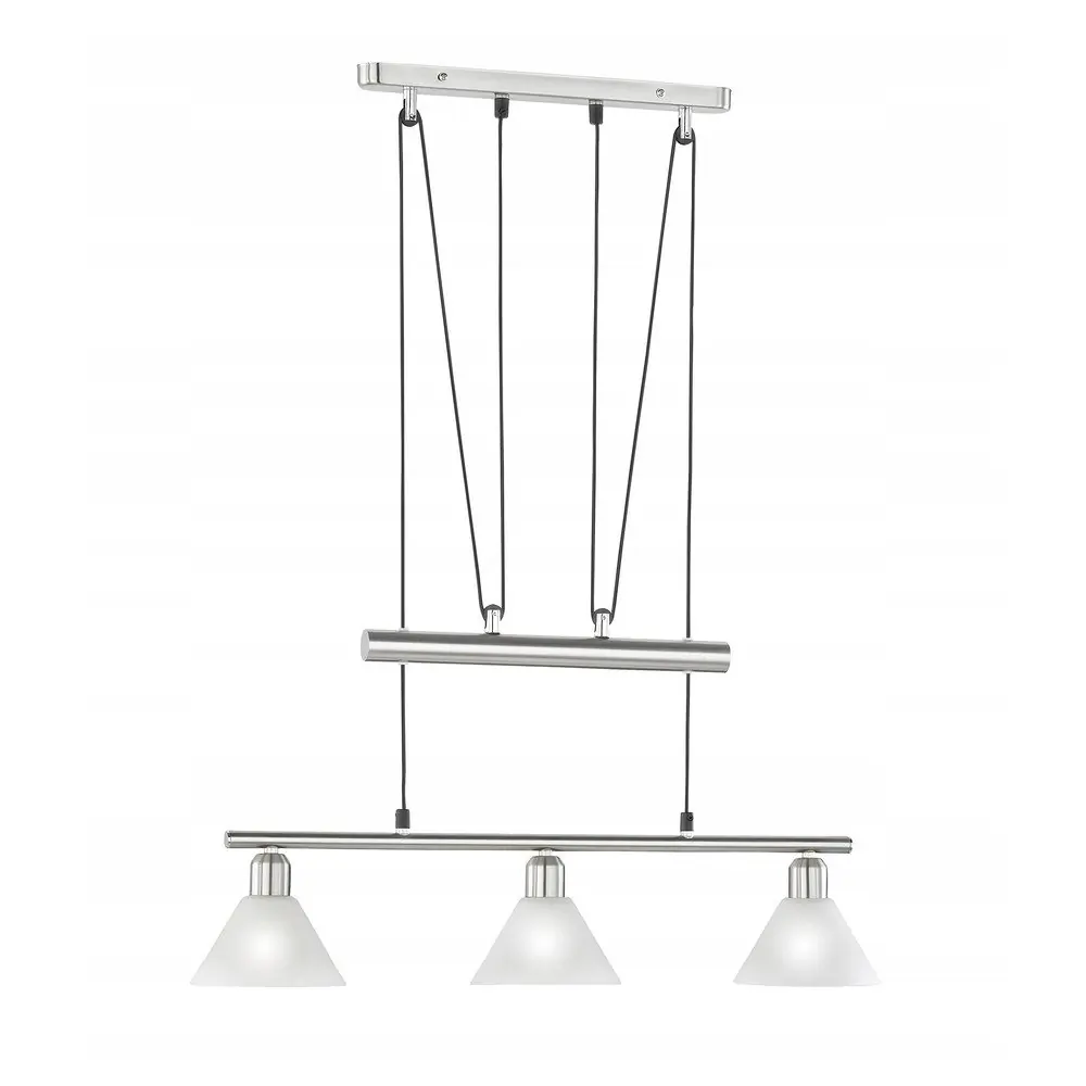 Lustră argintie cu abajur din sticlă Stamina – Trio