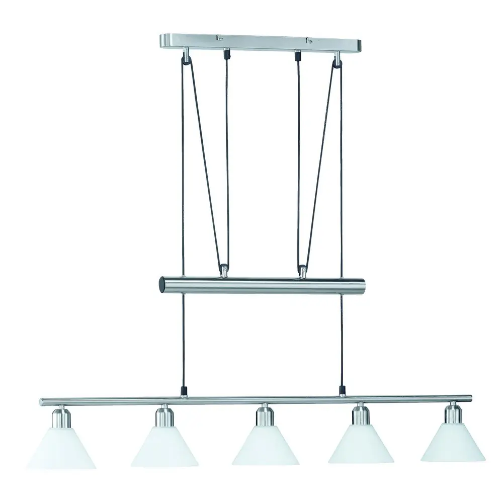 Lustră argintie cu abajur din sticlă Stamina – Trio