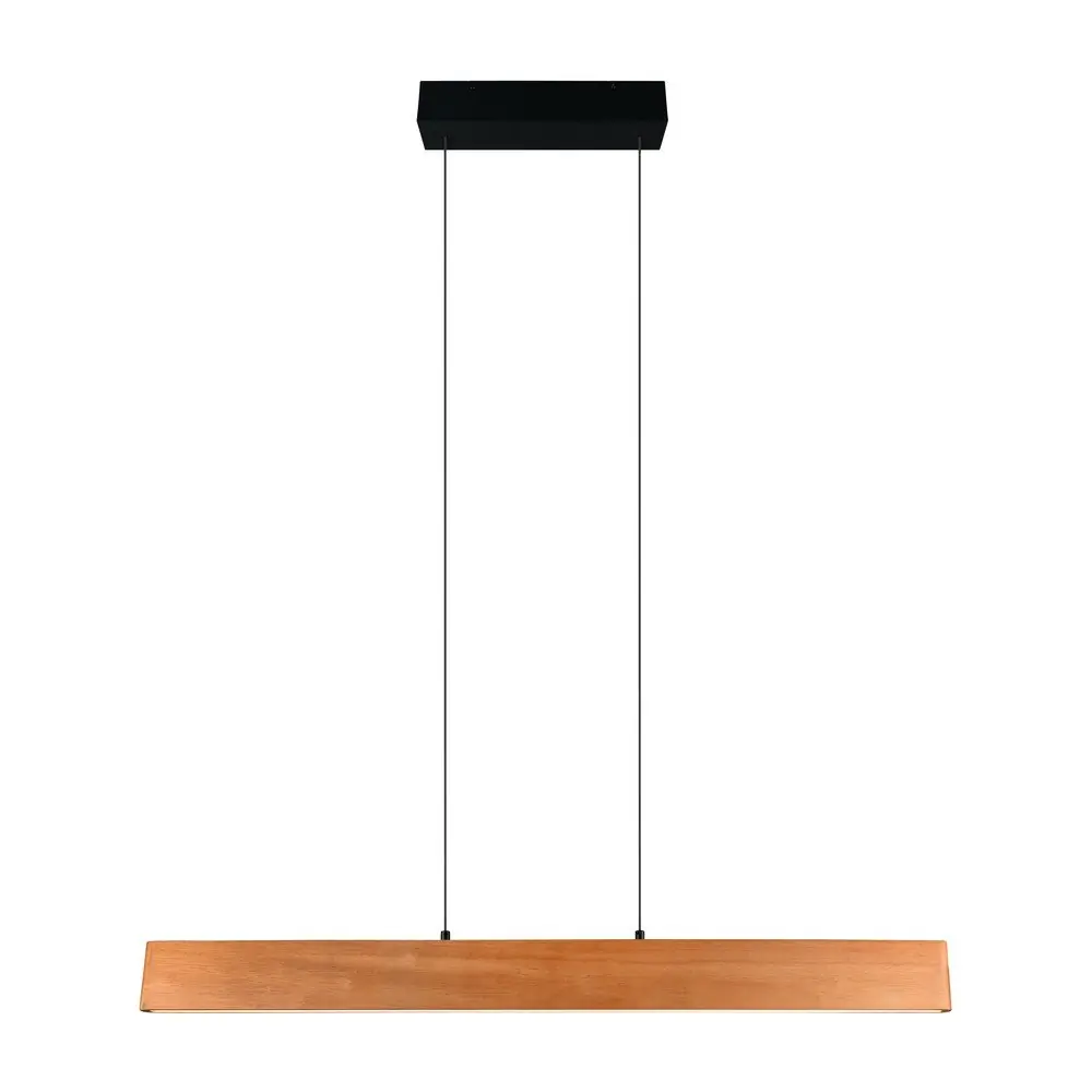 Lustră în culoare naturală LED cu abajur din lemn Edgewood – Trio