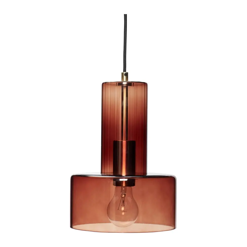 Lustră maro cu intensitate reglabilă cu abajur din sticlă ø 20 cm Ripple – Hübsch