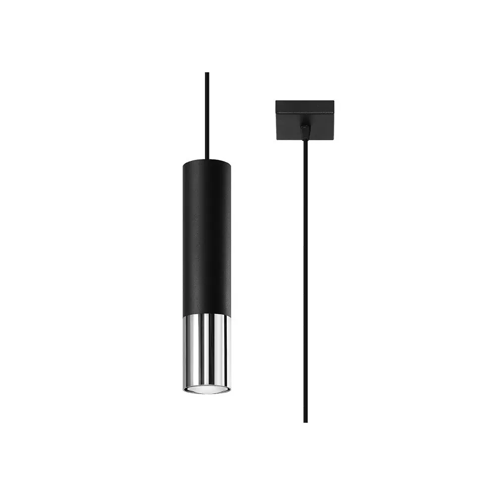 Lustră neagră/argintie din metal ø 8 cm Longbot – Sollux