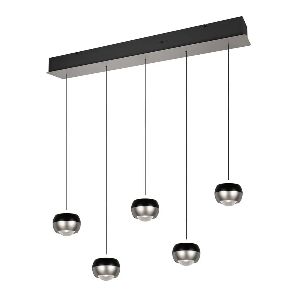 Lustră neagră-argintie LED Orbit – Trio Select