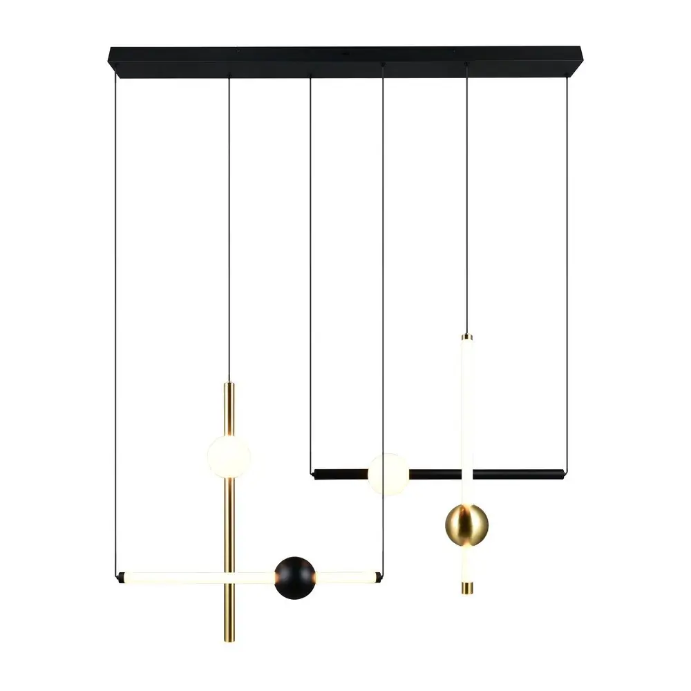 Lustră neagră/aurie LED cu intensitate reglabilă Melita – Trio