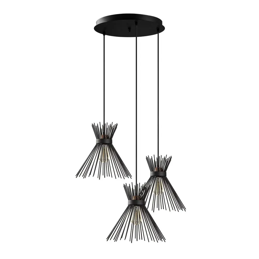 Lustră neagră cu abajur din metal ø 63 cm Kirpi – Opviq lights
