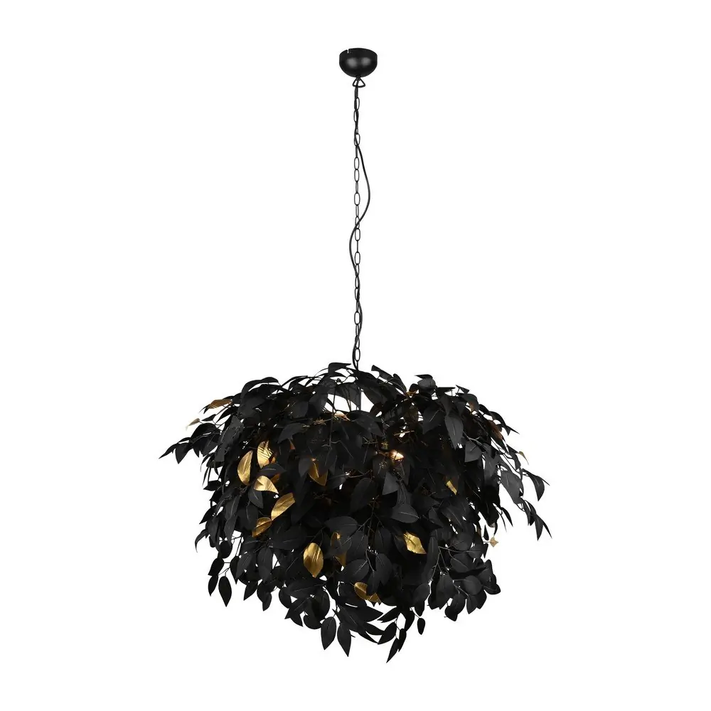 Lustră neagră din metal cu abajur din plastic ø 70 cm Leavy – Reality