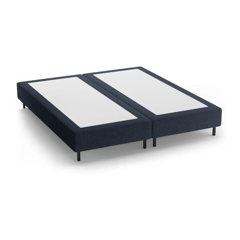 Pat matrimonial albastru închis tapițat fără tăblie 160x200 cm Whale – Micadoni