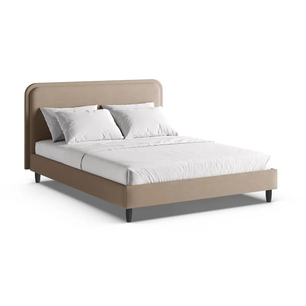 Pat matrimonial grej tapițat cu somieră 160x200 cm Aveline – Micadoni