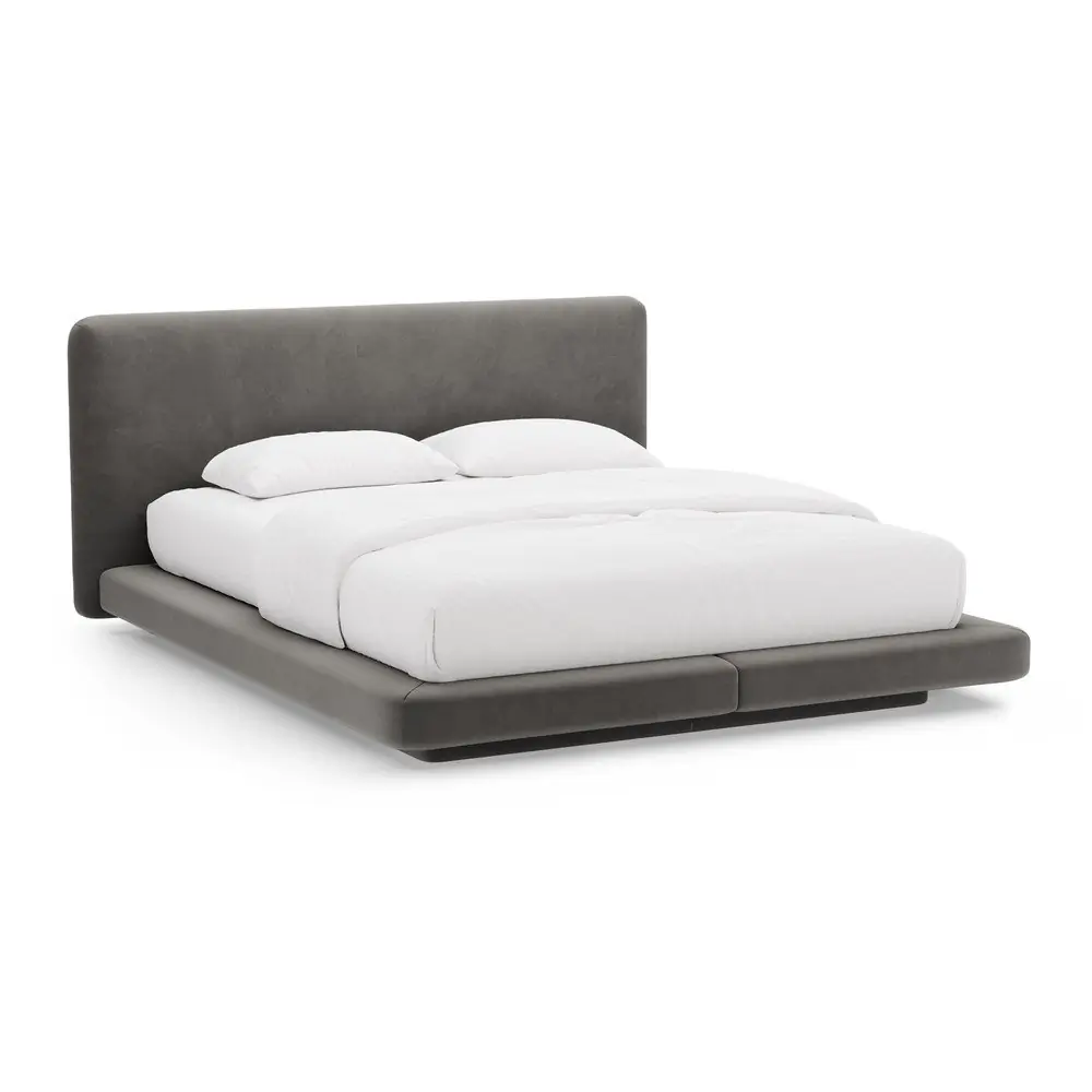 Pat matrimonial gri închis tapițat 200x200 cm Linea – Micadoni