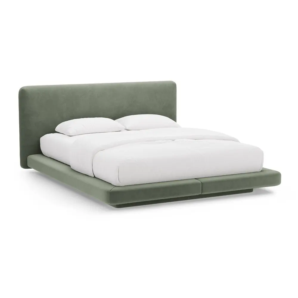 Pat matrimonial verde tapițat 200x200 cm Linea – Micadoni