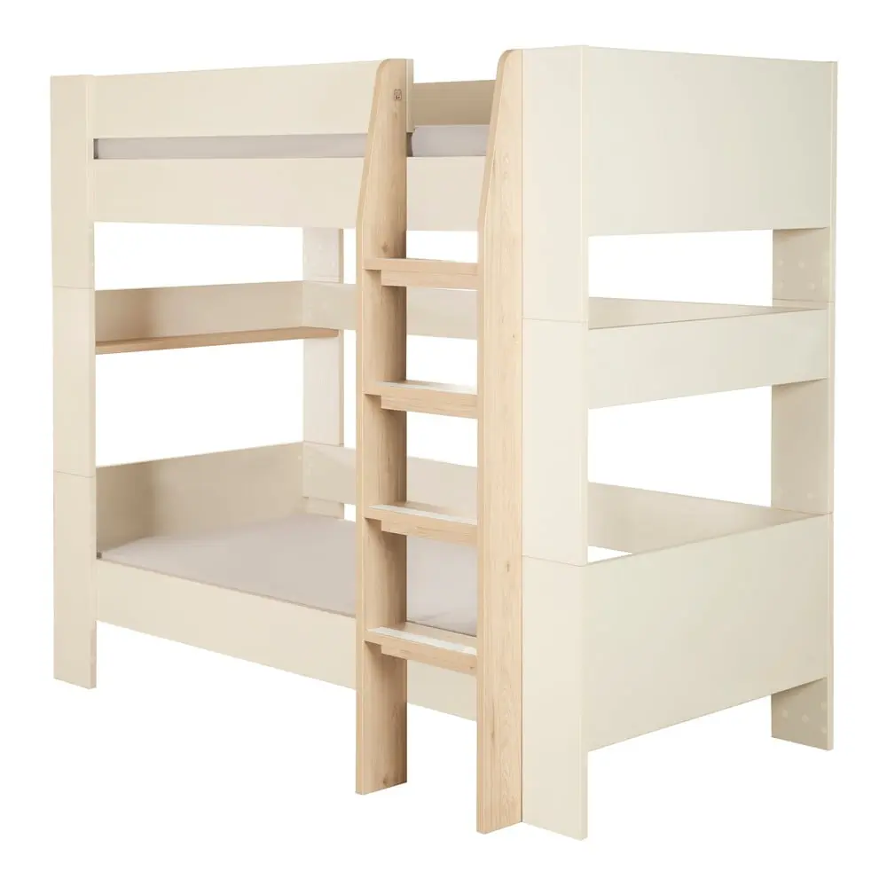 Pat pentru copii bej supraetajat fără somieră 90x200 cm Double – Roba