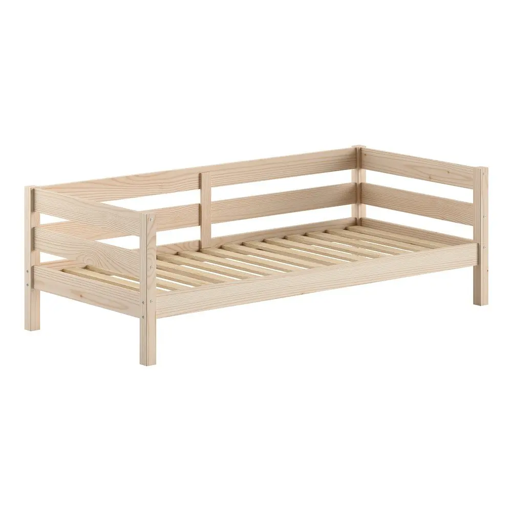 Pat pentru copii în culoare naturală din lemn de pin cu somieră 90x200 cm Margrit – Vipack