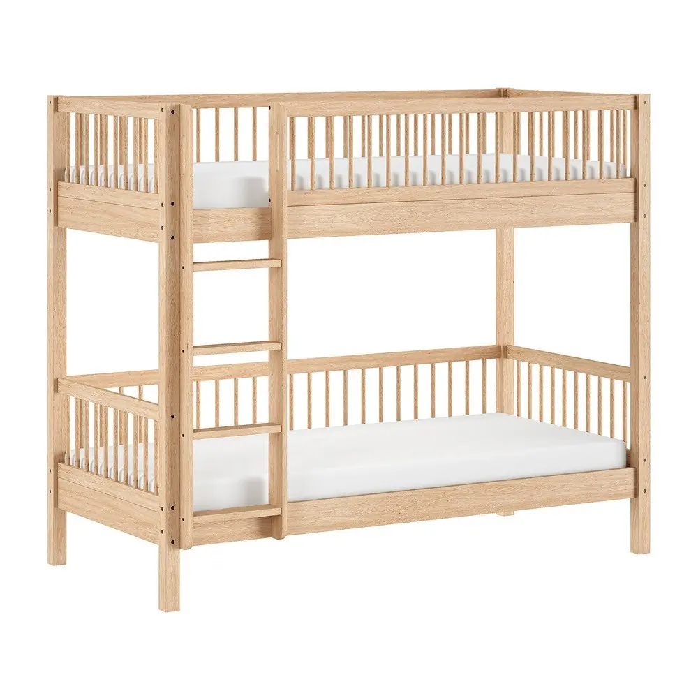 Pat pentru copii în culoare naturală supraetajat din lemn de fag cu somieră 90x200 cm Forrest – Vipack