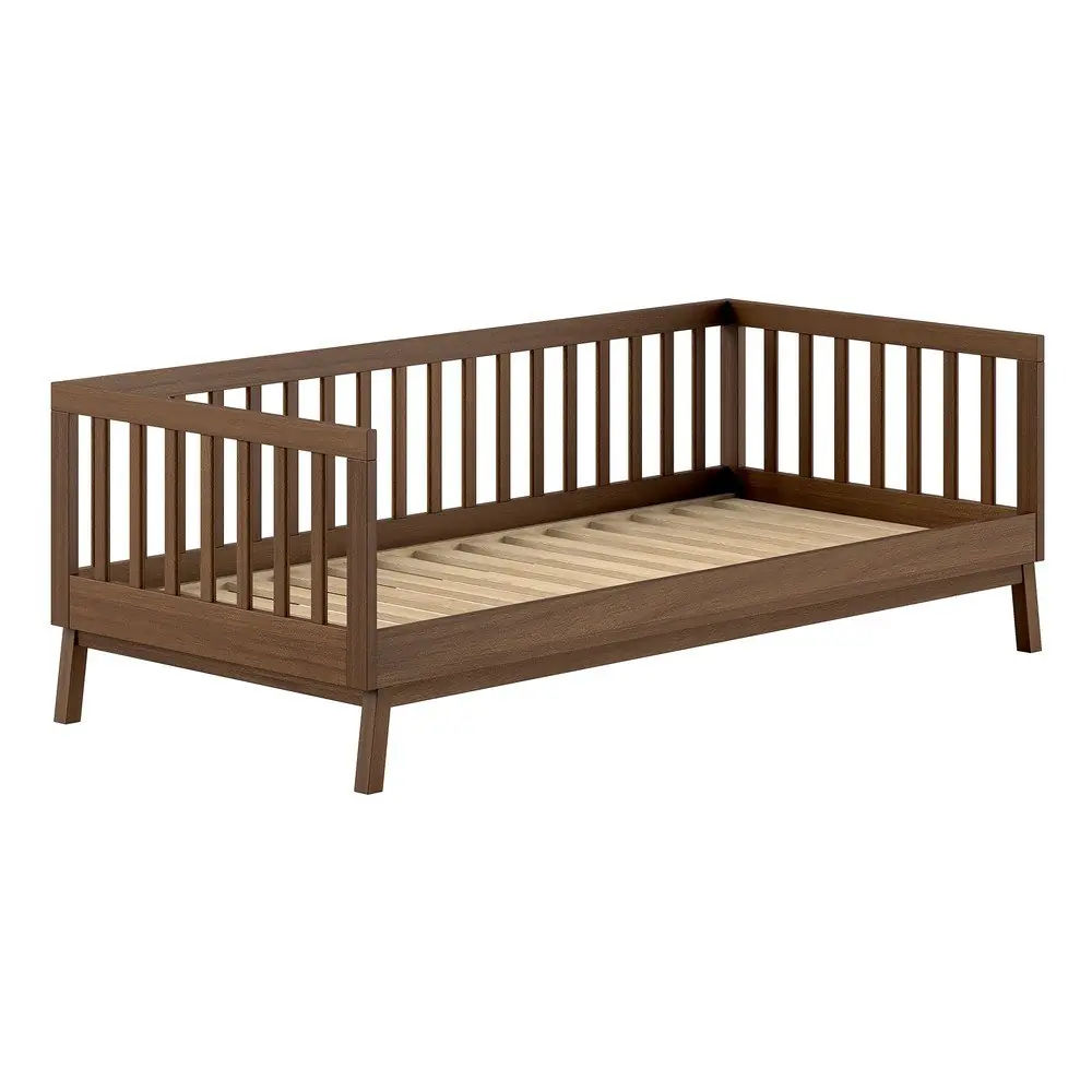 Pat pentru copii maro din lemn de pin cu somieră 90x200 cm Sezane – Vipack