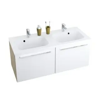 Baza lavoar dublu Ravak Chrome 120x49xH47 cm, alb si stejar