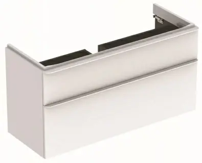 Baza lavoar Geberit Smyle Square 120 x 48 cm cu doua sertare, culoare alb lucios