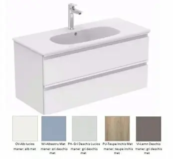 Baza lavoar Ideal Standard Tesi 100cm cu 2 sertare cu inchidere lenta, Taupe inchis Mat