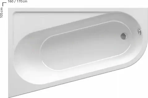 Cada asimetrica Ravak Chrome 170x105xH44 cm, stanga