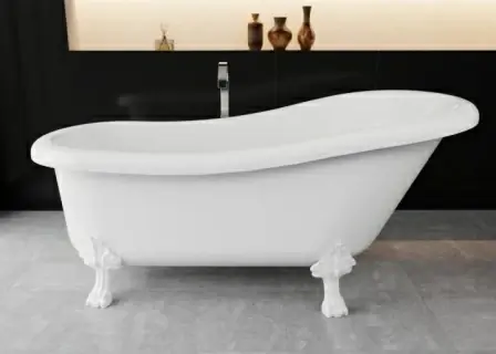 Cada freestanding Vayer Retro compozit mineral EverHard 169x82xH49.7cm picioare albe