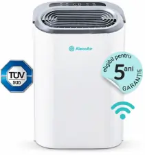 Dezumidificator si purificator cu consum redus de energie AlecoAir D22 PURIFY, 22 l /24h,WiFi, HEPA, Ionizare, Uscare Rufe