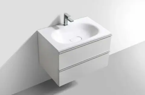 Set mobilier Kuma Annemarie 74.4X47.5xH50cm cu lavoar marmura compozita alb lucios cu 2 sertare