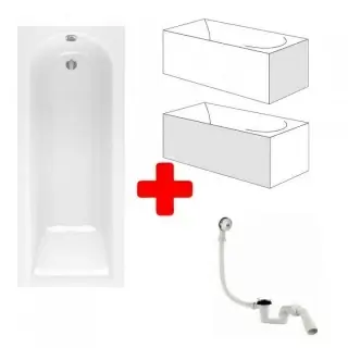 Set PROMO Radaway Nea cada, panou lateral frontal si sifon R135 170 x 70 cm